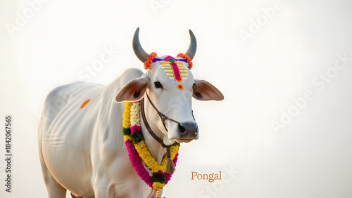 Happy Pongal Holiday Harvest Festival of Tamil Nadu South India, product display in modern white background