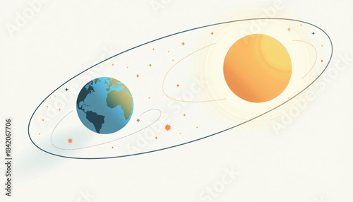Flat Vector Illustration of the December Solstice - Earth's Tilt and Sunlight