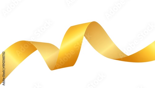 Golden Satin Ribbon Twisting on a Light Background for Celebrations