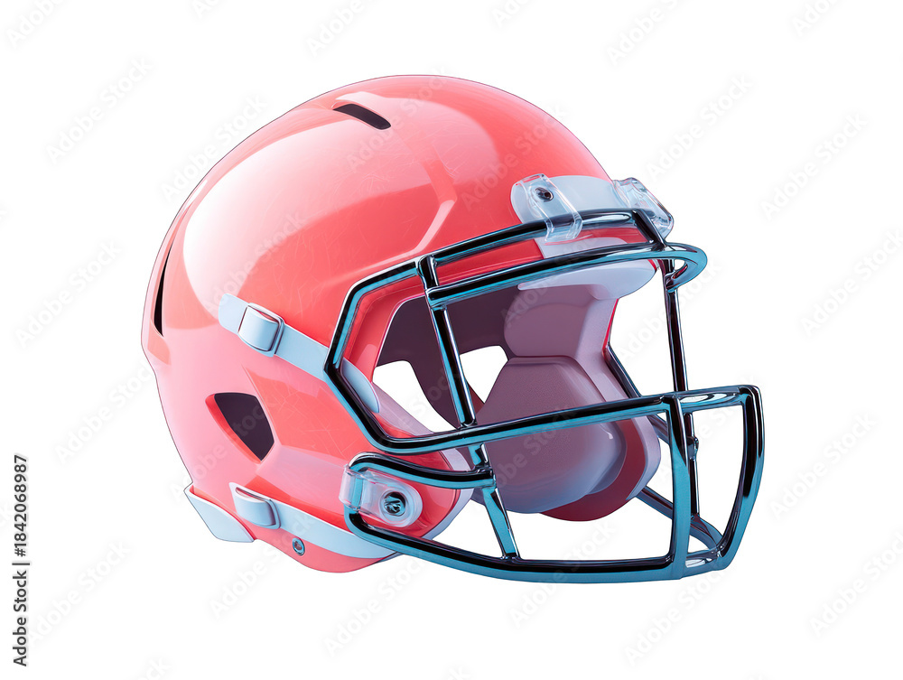 Fototapeta premium Futuristic sleek 3D football helmet icon with a minimalist design transparent background