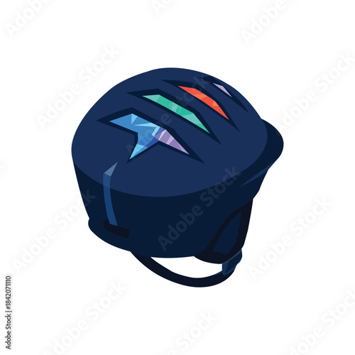Stylized Winter Helmet Icon with Colorful Vents on White Background