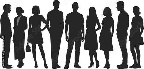 Diverse group of ten anonymous men and women standing together, representing a community, business team, or large modern social network.