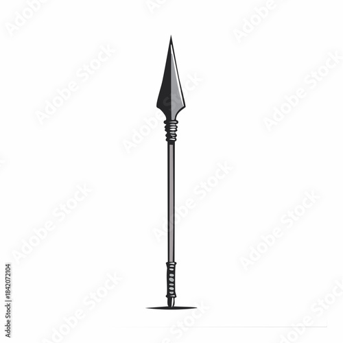 Ancient spearhead with shaft isolated