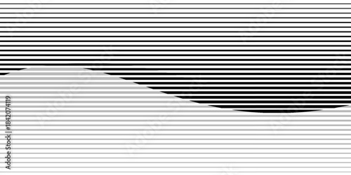Horizontal line pattern. From thin line to thick. Parallel stripe. Black streak on white background. Straight gradation stripes. Eps 10