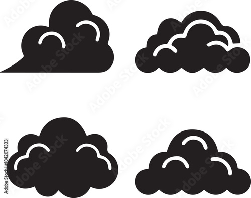 Cloud Silhouette Vector Set, Cloud Silhouette