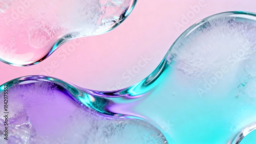 Abstract Fluid Glass Shapes with Soft Pastel Gradient Background