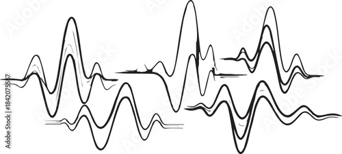 Black Sound Wave on White Background