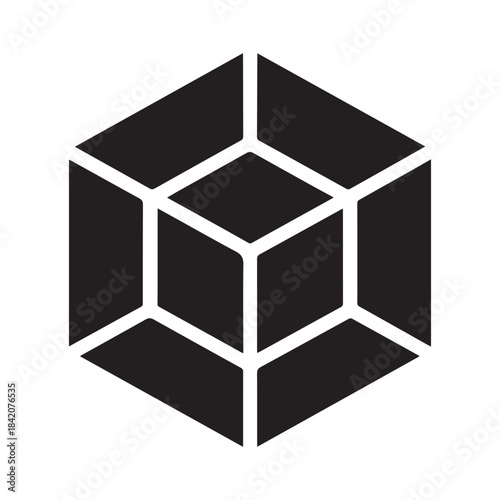 3D Cube Segmented Blocks Icon Vector Illustration
