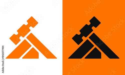 Abstract Hammer icon logo design template
