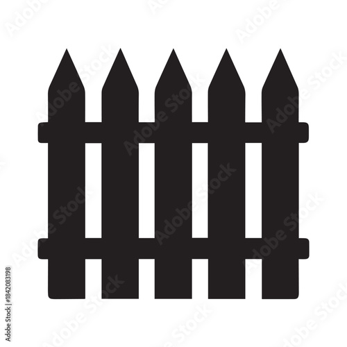 Fence Pointed Wooden Planks Icon Vector Illustration