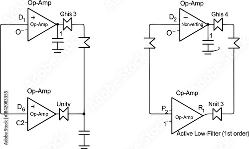 Active Electronic Filter Circuits Utilizing Operational Amplifiers, Analog Signal Processing, and Capacitor-Resistor Feedback Design.