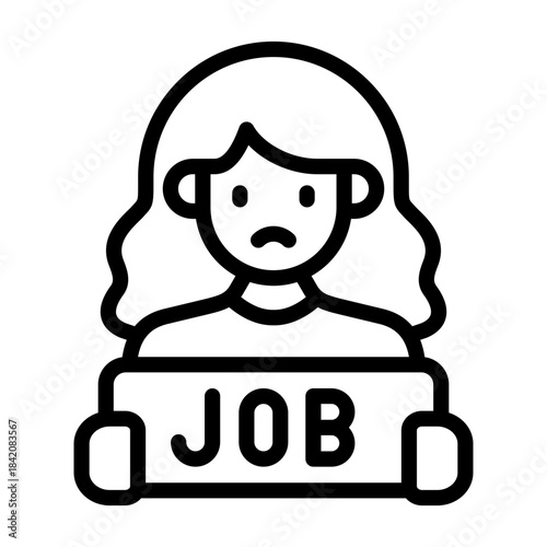 female jobless icon line