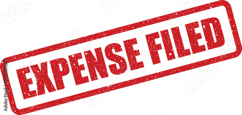 Grungy red office stamp displaying the words EXPENSE FILED, perfect for document management and archives