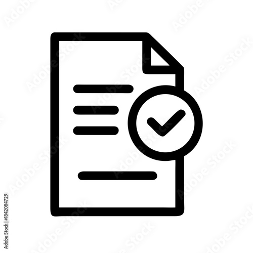 Approved Document with Checkmark Vector Icon Verified File Symbol