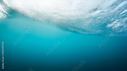Underwater View Of Turquoise Water With Sunlight And Surface Waves ocean blue Background