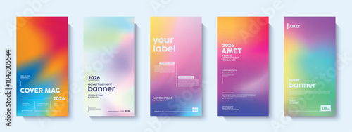 Set of modern vibrant colorful gradient posters template Abstract designs with sample text elements. Collection of abstract modern background.