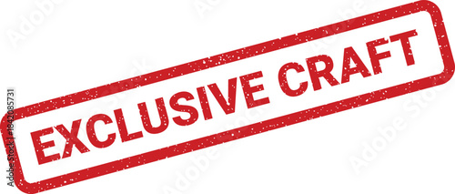 Grungy red vector stamp displaying the words exclusive craft for artisanal merchandise