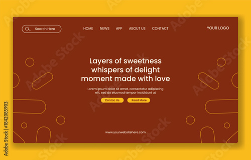 Flat Cartoon Background Illustration for National Chocolate Cake Day Social Media Landing Page