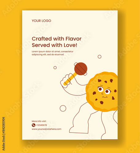 National Chocolate Cake Day Flat Cartoon Illustration Template for Vertical Poster Background