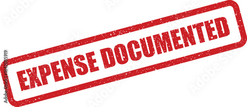 Grungy rubber stamp showing the text EXPENSE DOCUMENTED for office paperwork and financial records