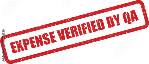 Official grunge rubber stamp vector showing EXPENSE VERIFIED BY QA text, signifying quality assurance approval