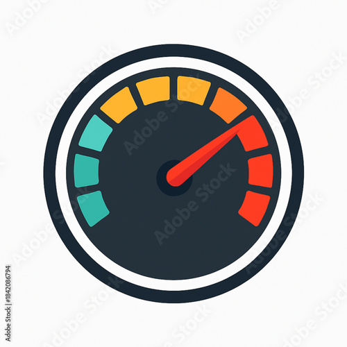 Performance measurement gauge icon or internet speed test symbol