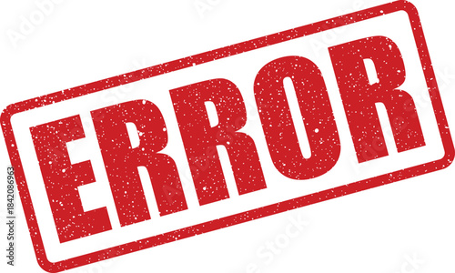 Prominent red grunge effect stamp displaying a single word ERROR for system alerts or fault notifications