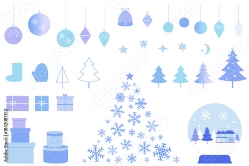 クリスマスモチーフのイラストセット　背景イラスト　ベクター素材