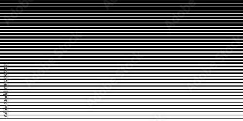 Horizontal line pattern. From thin line to thick. Parallel stripe. Black streak on white background. Straight gradation stripes.