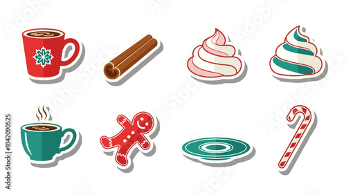 Collection of christmas and holiday themed treats and decorations