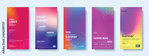 Set of modern vibrant colorful gradient posters template Abstract designs with sample text elements. Collection of abstract modern background.