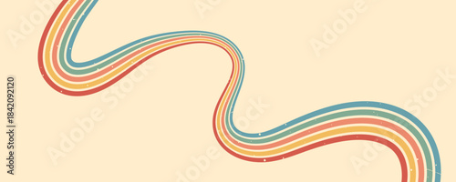 Stripe rainbow groovy. Vintage grunge background with colorful waves. Artistic lines for retro or modern design projects. vector illustration.