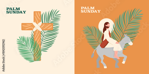 A flat vector illustration of Palm Sunday elements_1