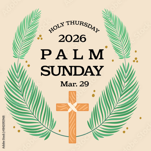 A flat vector illustration of Palm Sunday elements