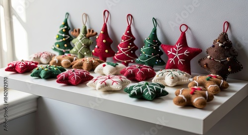 Handmade felt Christmas ornaments, eco-friendly holiday craft, cozy festive design