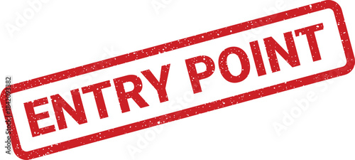 Red rectangular entry point grunge rubber stamp vector illustration for designated access location
