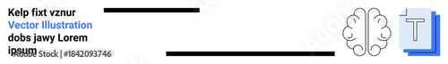 Artificial intelligence, data processing, cognitive science, neural networks, educational tools, language processing. An outlined brain with connected lines and a text element. Artificial
