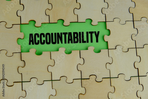 Schilderij op canvas Wooden puzzle with the word ACCOUNTABILITY