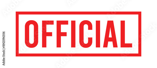 Bold red official stamp illustration with double rectangle for authentic documents and approval
