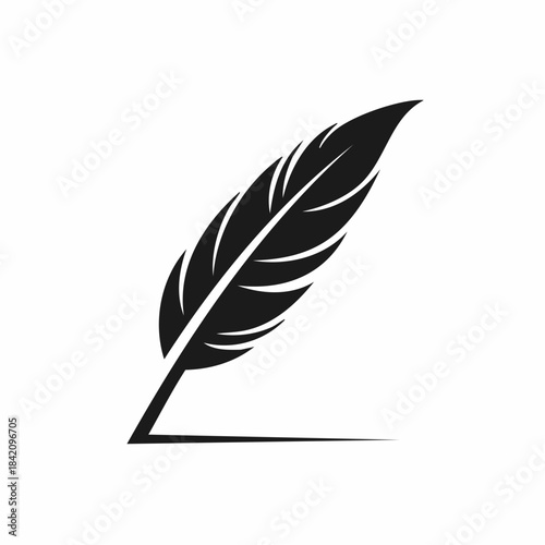 Feather quill pen illustration symbolizes writing history and creativity black style design