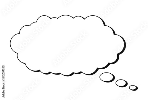 影のついた大きな雲型のふきだしベクターイラスト