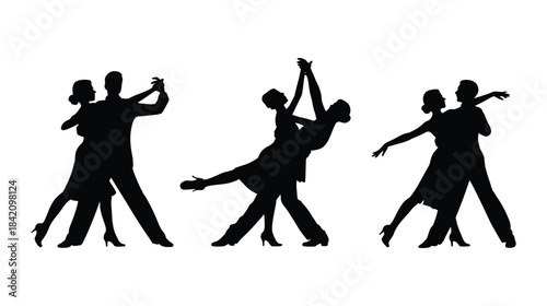 Elegant couples dancing in stylish poses