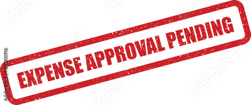 Red textured rubber stamp indicating an expense approval is currently awaiting review and decision process