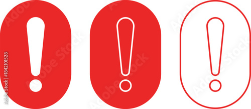 Three red exclamation marks in oval shapes