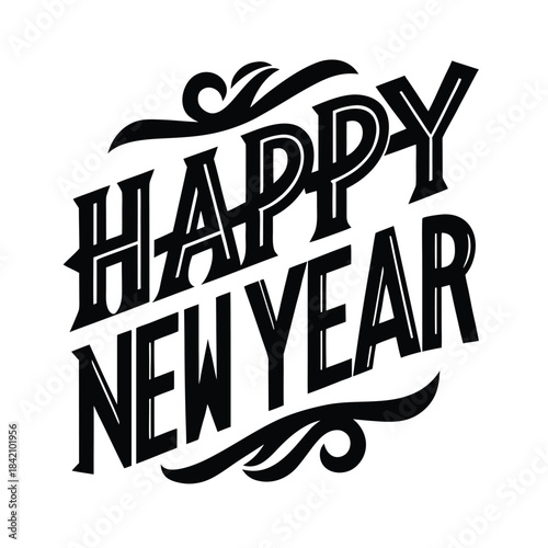 Happy New Year Typography Vector Style