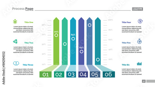 Six options bar chart template for presentation