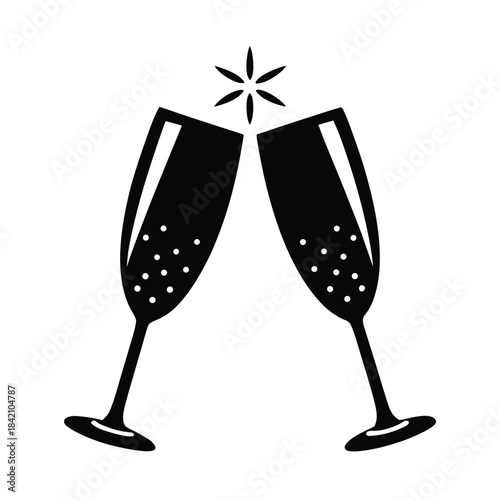 Champagne Glass Clink Celebration Closeup