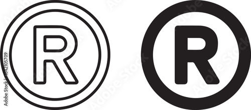 trademark registered r in double circle and bold r icon vector