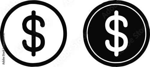 coin currency emblem with dollar sign minimalist vector icon