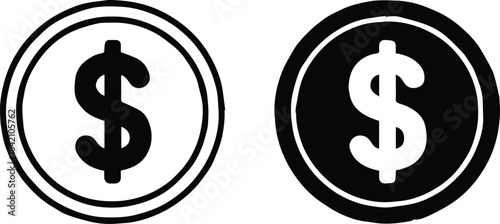 coin money symbol circle icon set for finance and payment